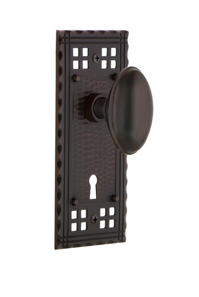 Nostalgic Warehouse Craftsman Plate with Keyhole Single Dummy Homestead Door Knob in Timeless Bron