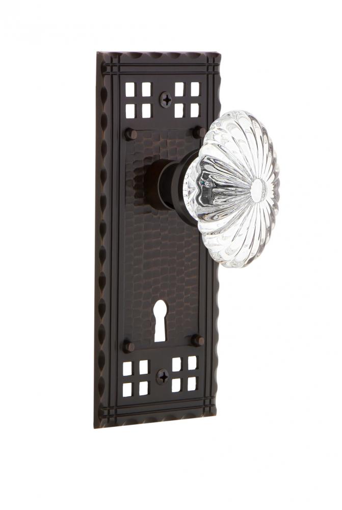 Nostalgic Warehouse Craftsman Plate with Keyhole Single Dummy Oval Fluted Crystal Glass Door Knob
