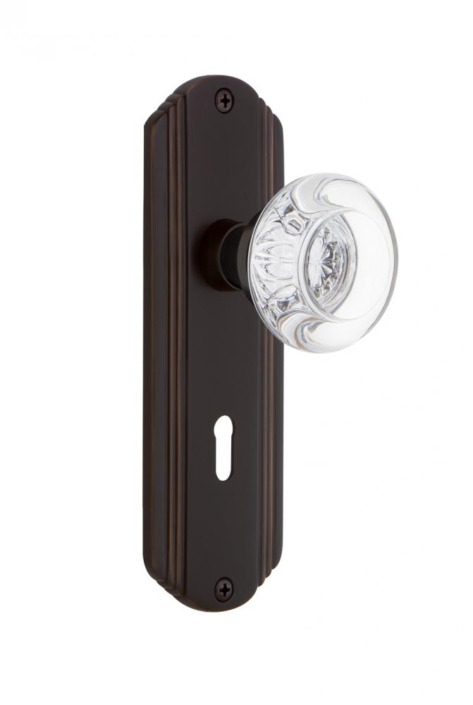 Nostalgic Warehouse Deco Plate with Keyhole Single Dummy Round Clear Crystal Glass Door Knob in Ti