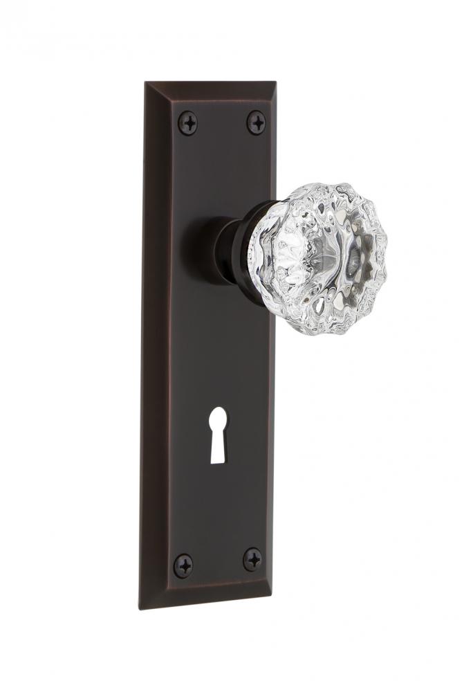 Nostalgic Warehouse New York Plate with Keyhole Single Dummy Crystal Glass Door Knob in Timeless B
