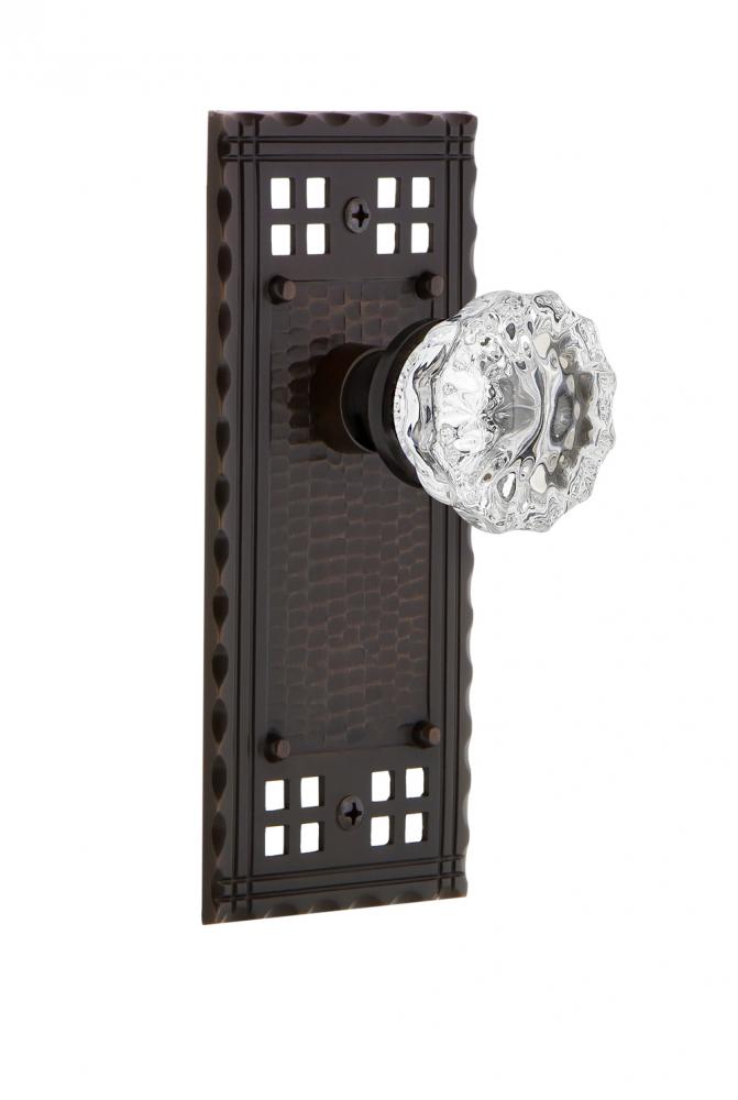Nostalgic Warehouse Craftsman Plate Double Dummy Crystal Glass Door Knob in Timeless Bronze