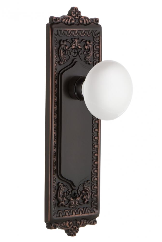 Nostalgic Warehouse Egg & Dart Plate Double Dummy White Porcelain Door Knob in Timeless Bronze