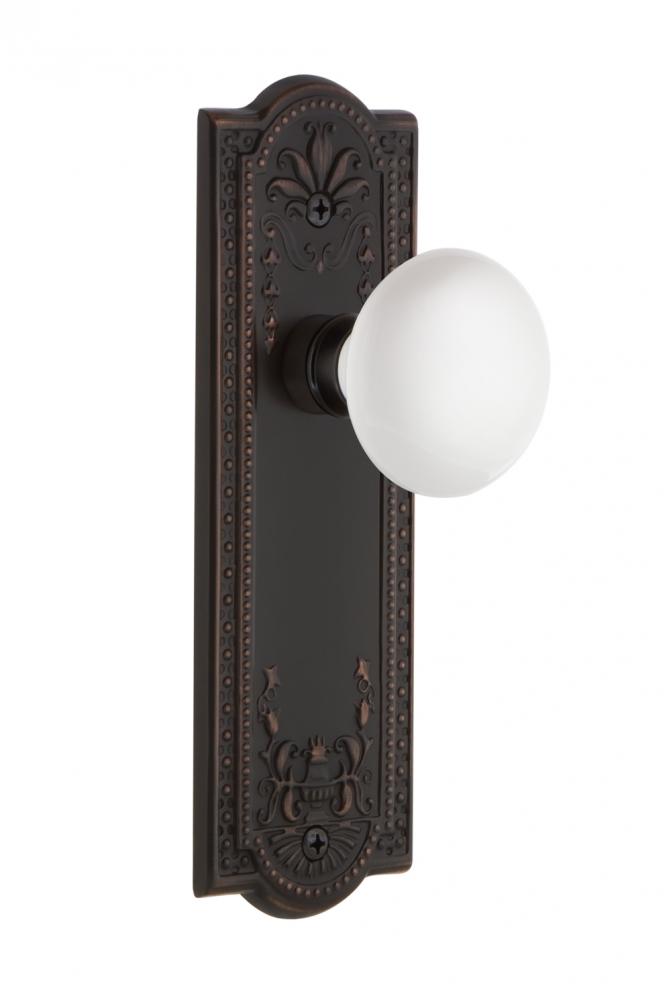 Nostalgic Warehouse Meadows Plate Double Dummy White Porcelain Door Knob in Timeless Bronze