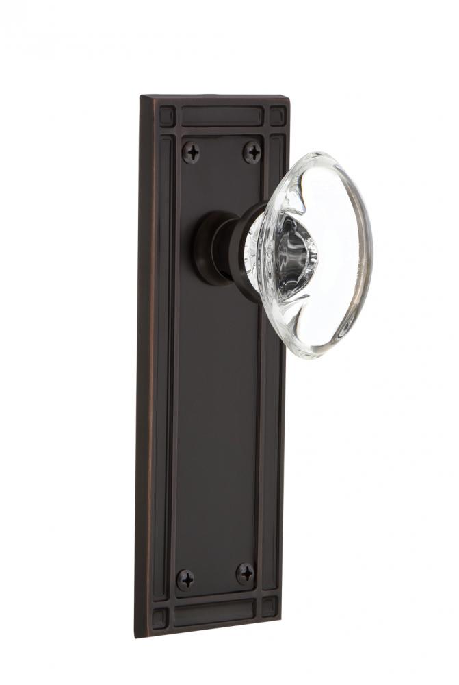 Nostalgic Warehouse Mission Plate Double Dummy Oval Clear Crystal Glass Door Knob in Timeless Bron