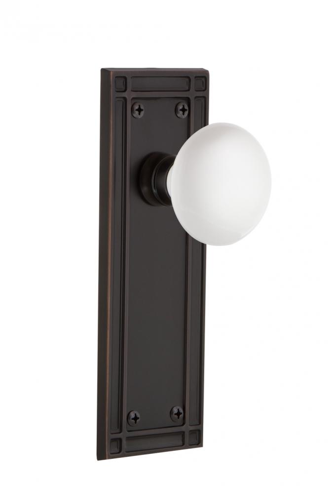 Nostalgic Warehouse Mission Plate Double Dummy White Porcelain Door Knob in Timeless Bronze