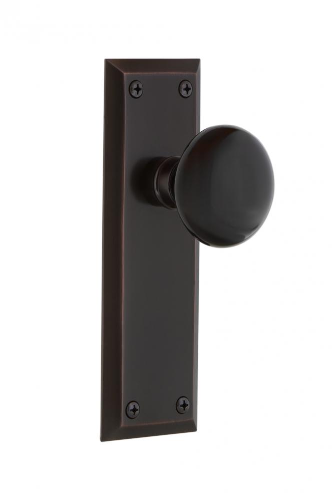 Nostalgic Warehouse New York Plate Double Dummy Black Porcelain Door Knob in Timeless Bronze