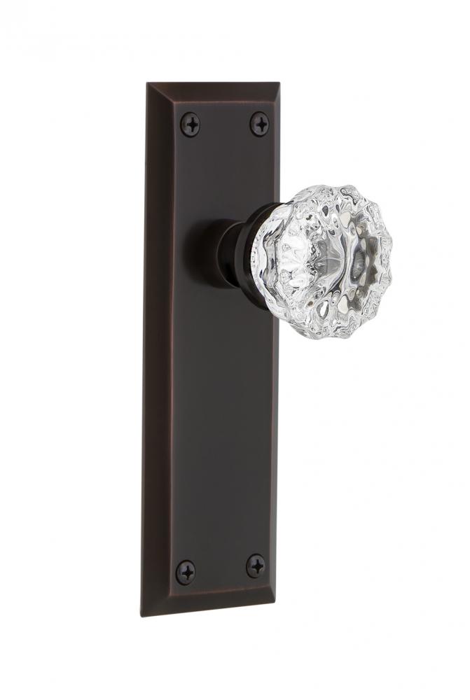Nostalgic Warehouse New York Plate Double Dummy Crystal Glass Door Knob in Timeless Bronze
