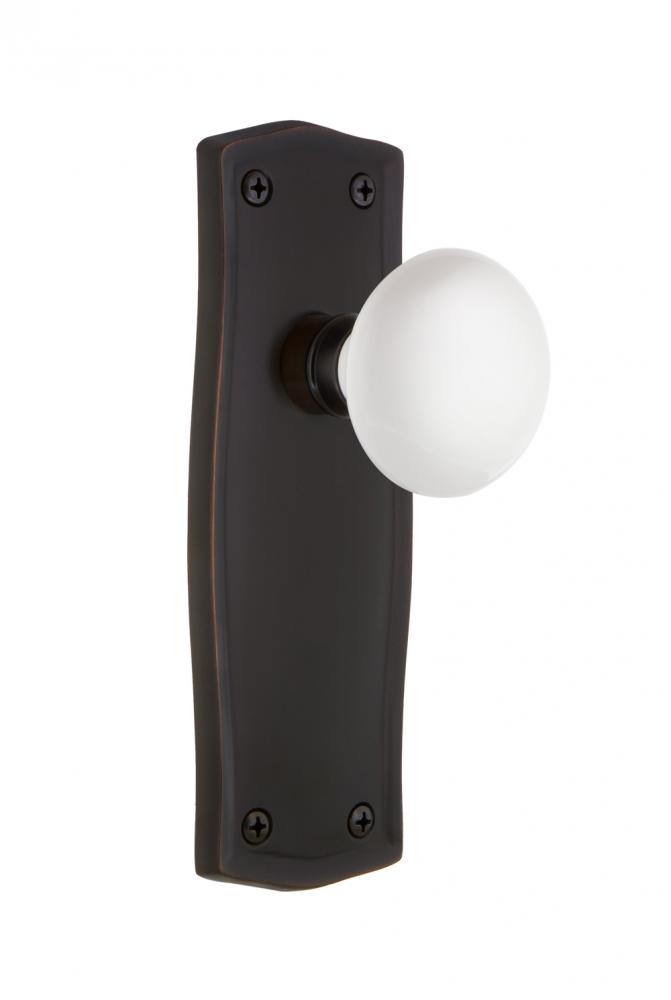 Nostalgic Warehouse Prairie Plate Double Dummy White Porcelain Door Knob in Timeless Bronze