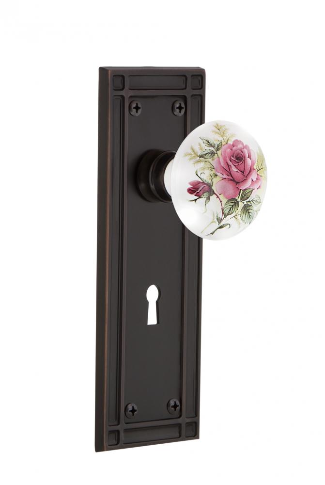 Nostalgic Warehouse Mission Plate with Keyhole Double Dummy White Rose Porcelain Door Knob in Time