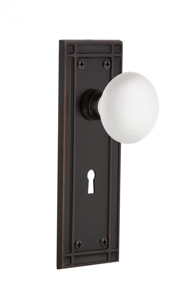 Nostalgic Warehouse Mission Plate with Keyhole Double Dummy White Porcelain Door Knob in Timeless