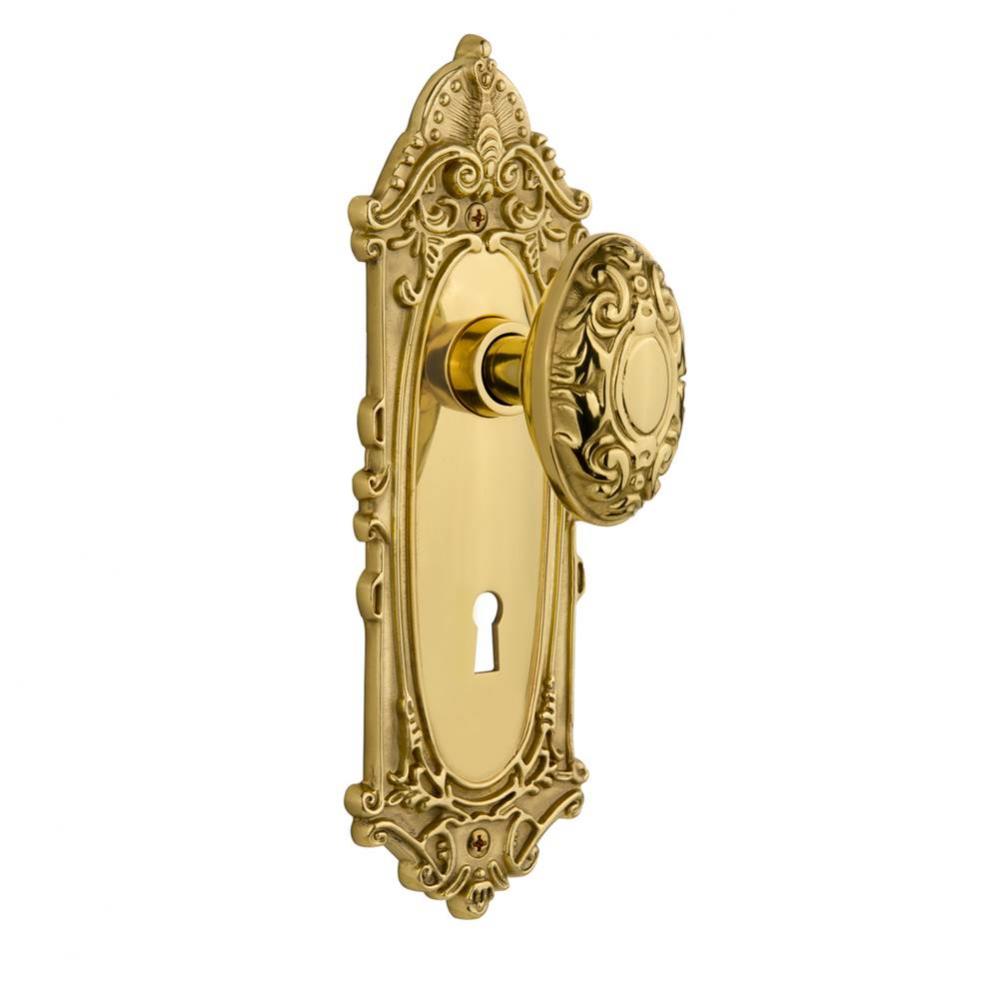 Nostalgic Warehouse Victorian Plate with Keyhole Single Dummy Victorian Door Knob in Polished Bras