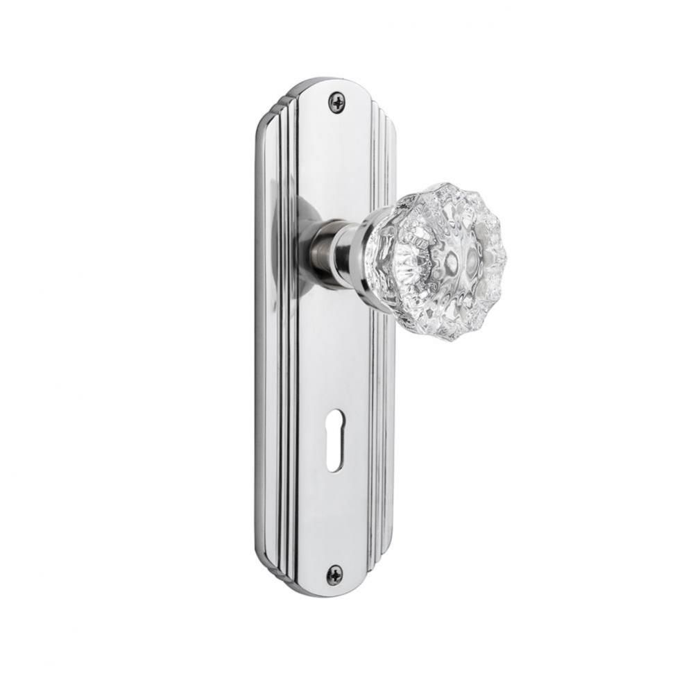 Nostalgic Warehouse Deco Plate with Keyhole Single Dummy Crystal Glass Door Knob in Bright Chrome