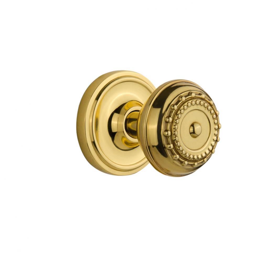 Nostalgic Warehouse Classic Rosette Passage Meadows Door Knob in Polished Brass