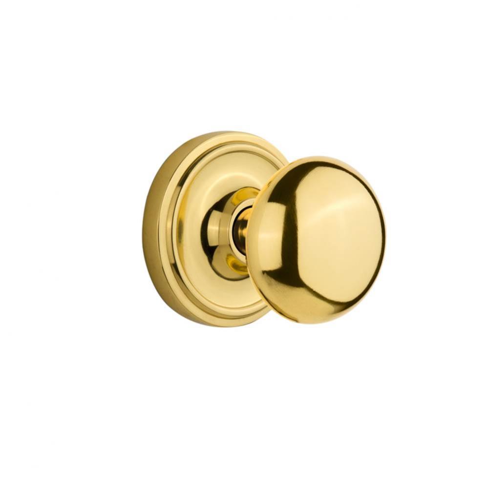 Nostalgic Warehouse Classic Rosette Privacy New York Door Knob in Polished Brass