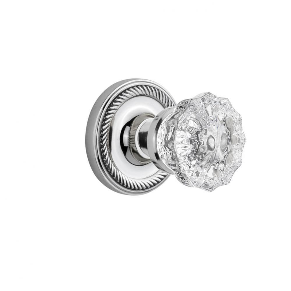 Nostalgic Warehouse Rope Rosette Single Dummy Crystal Glass Door Knob in Bright Chrome