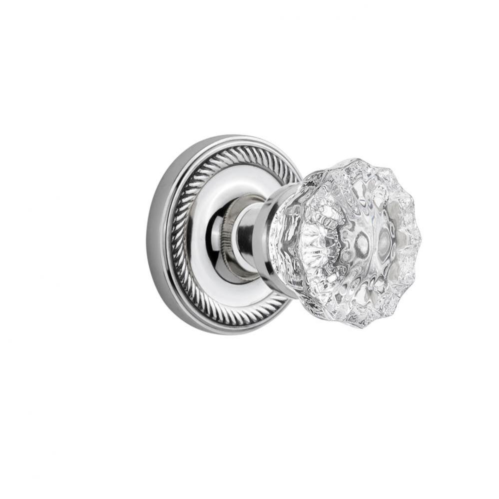 Nostalgic Warehouse Rope Rosette Privacy Crystal Glass Door Knob in Bright Chrome