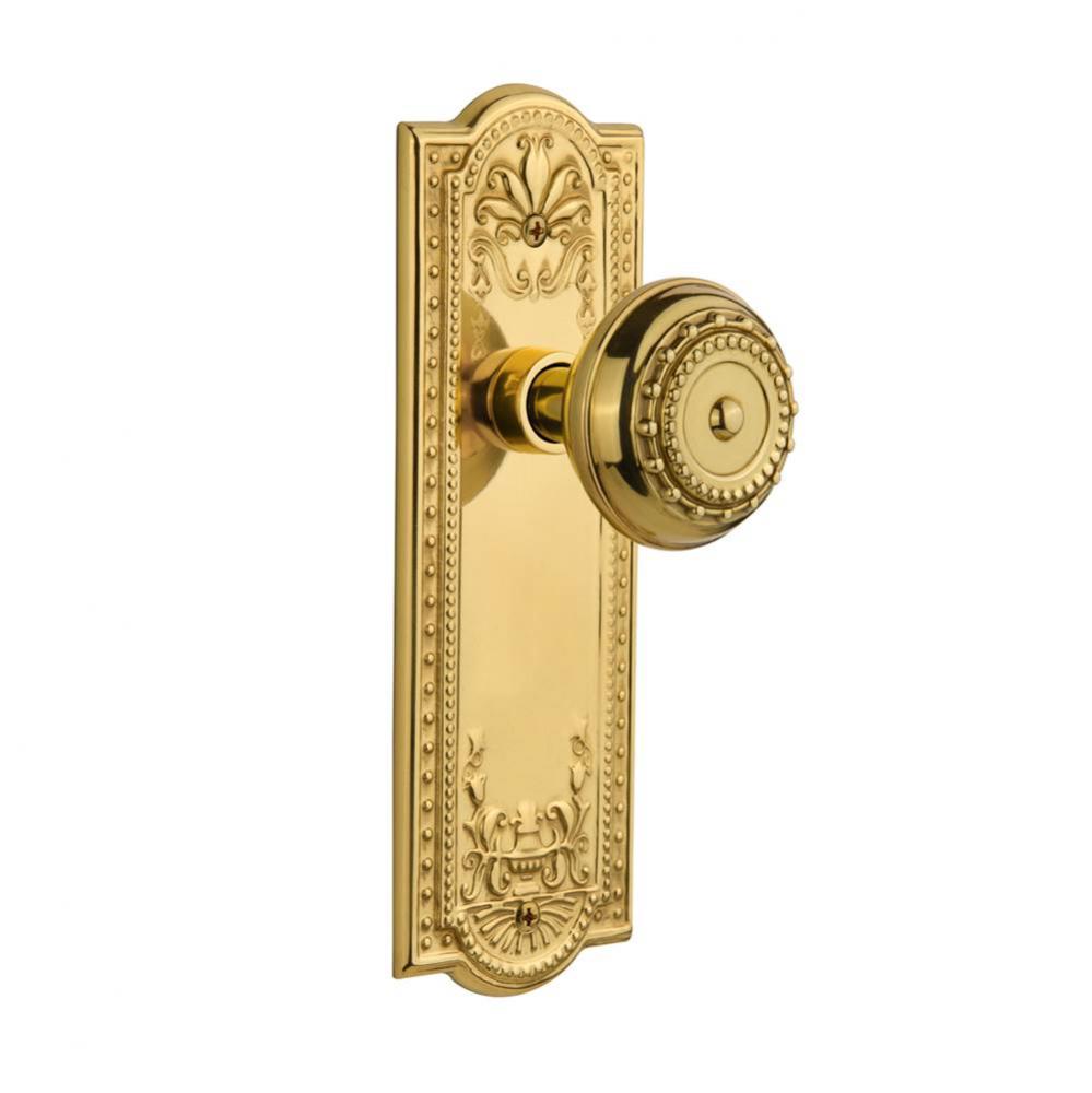 Nostalgic Warehouse Meadows Plate Single Dummy Meadows Door Knob in Polished Brass