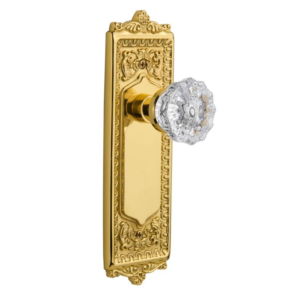 Nostalgic Warehouse Egg & Dart Plate Single Dummy Crystal Glass Door Knob in Polished Brass