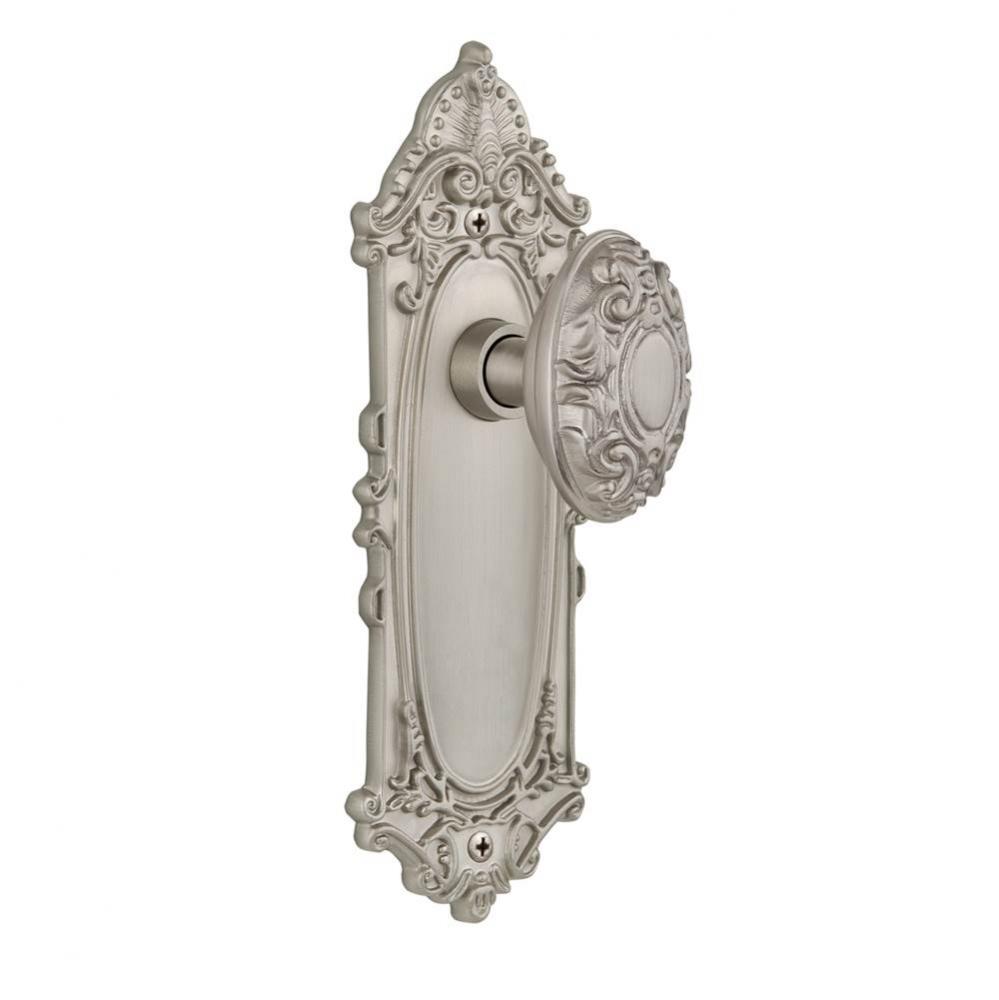 Nostalgic Warehouse Victorian Plate Passage Victorian Door Knob in Satin Nickel