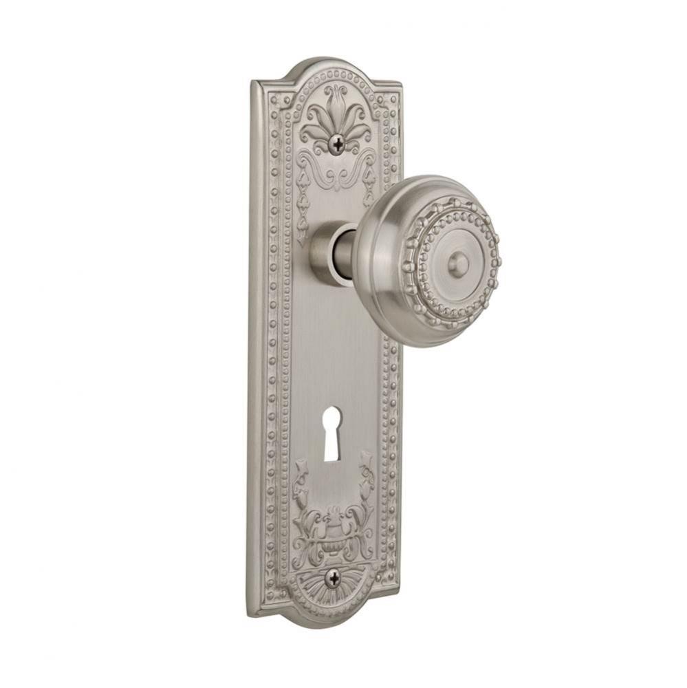 Nostalgic Warehouse Meadows Plate with Keyhole Passage Meadows Door Knob in Satin Nickel