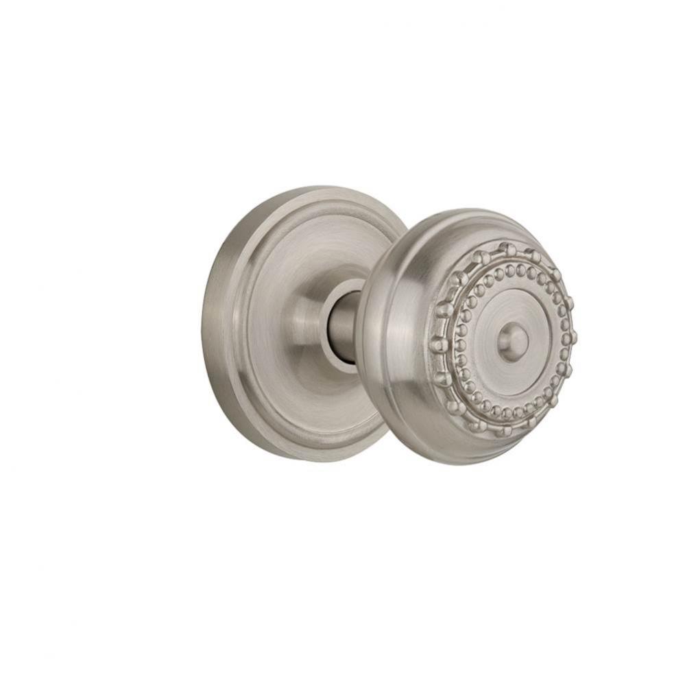 Nostalgic Warehouse Classic Rosette Passage Meadows Door Knob in Satin Nickel