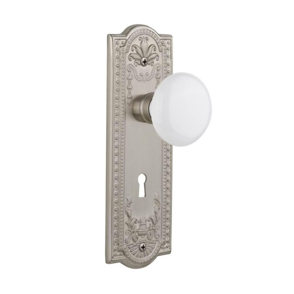 Nostalgic Warehouse Meadows Plate with Keyhole Single Dummy White Porcelain Door Knob in Satin Nic