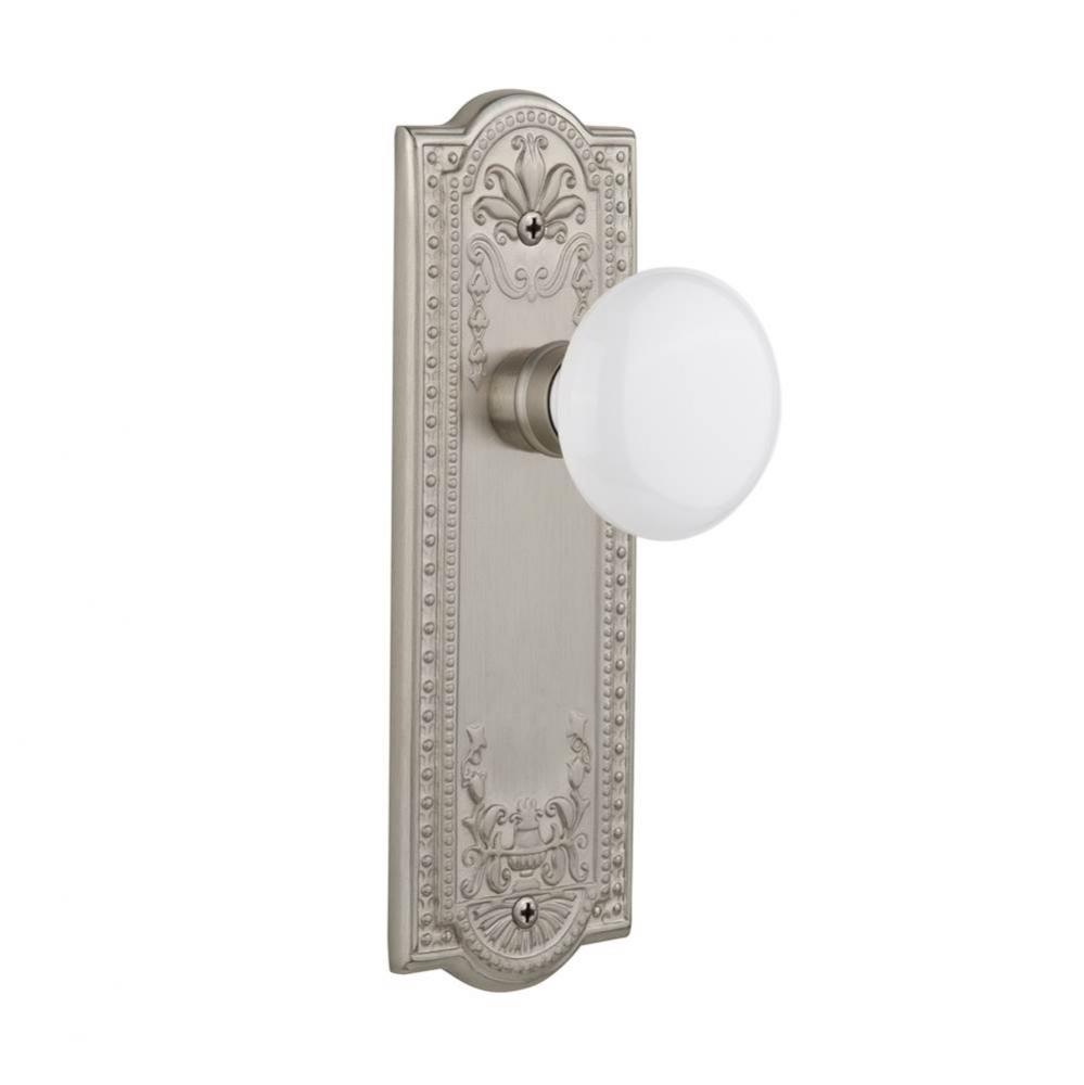 Nostalgic Warehouse Meadows Plate Double Dummy White Porcelain Door Knob in Satin Nickel