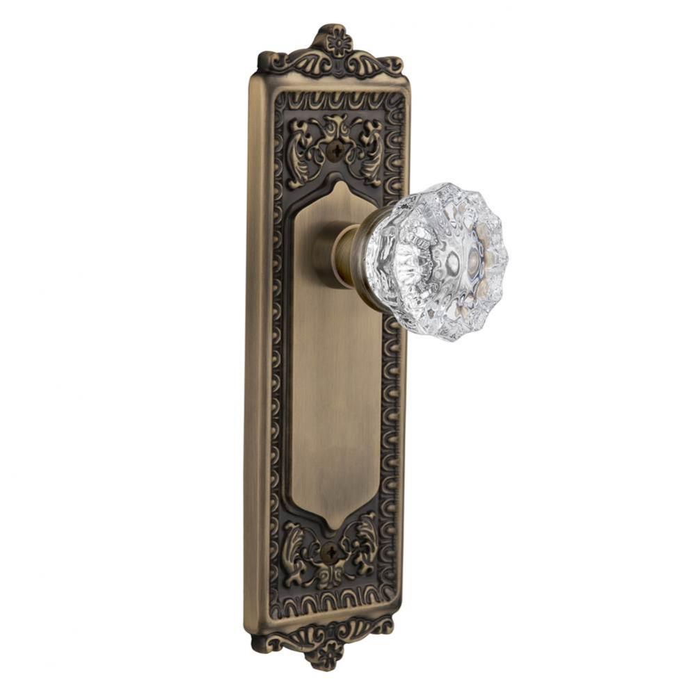 Nostalgic Warehouse Egg & Dart Plate Single Dummy Crystal Glass Door Knob in Antique Brass