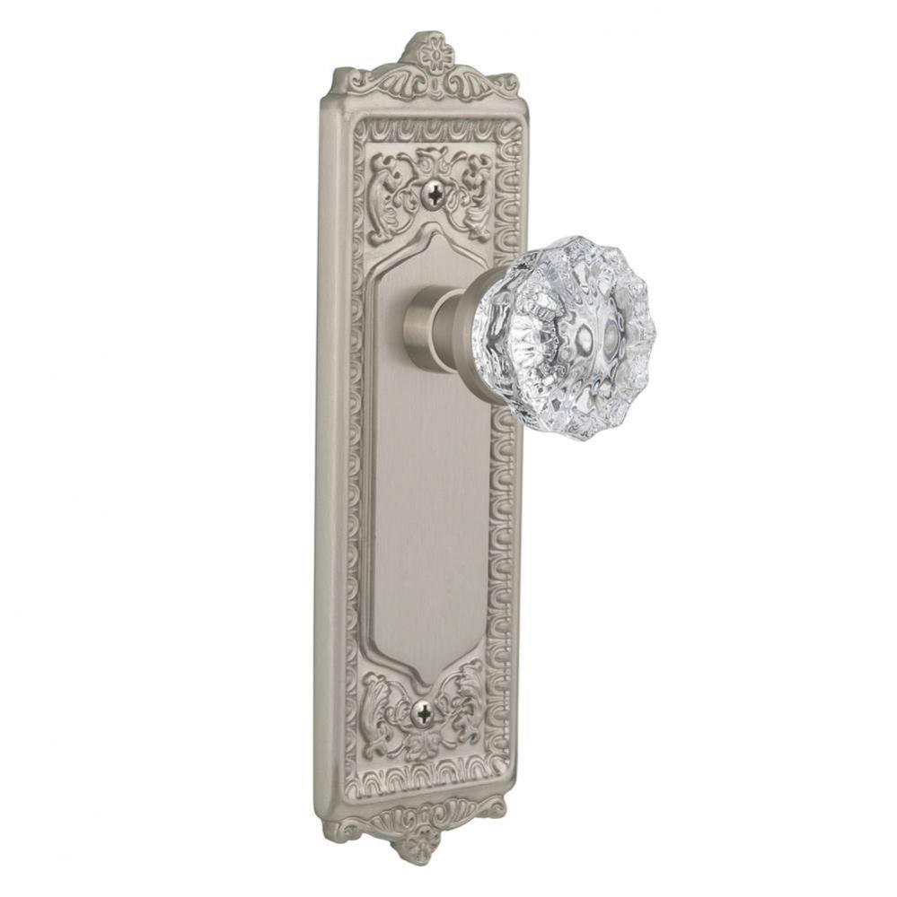 Nostalgic Warehouse Egg & Dart Plate Double Dummy Crystal Glass Door Knob in Satin Nickel