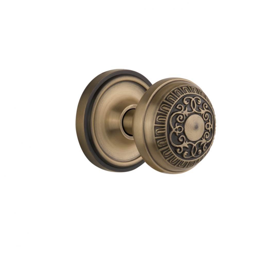 Nostalgic Warehouse Classic Rosette Double Dummy Egg & Dart Door Knob in Antique Brass