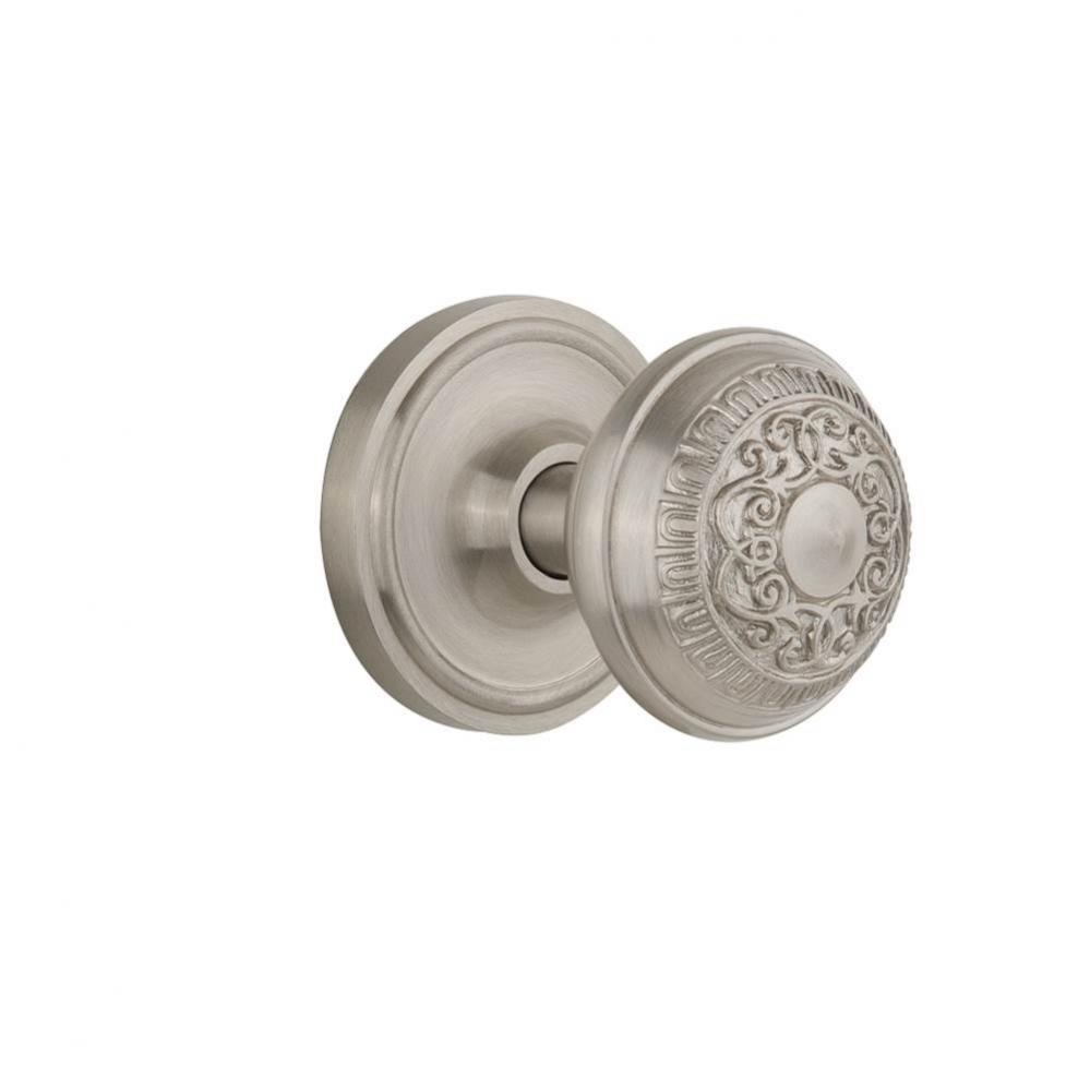 Nostalgic Warehouse Classic Rosette Double Dummy Egg & Dart Door Knob in Satin Nickel