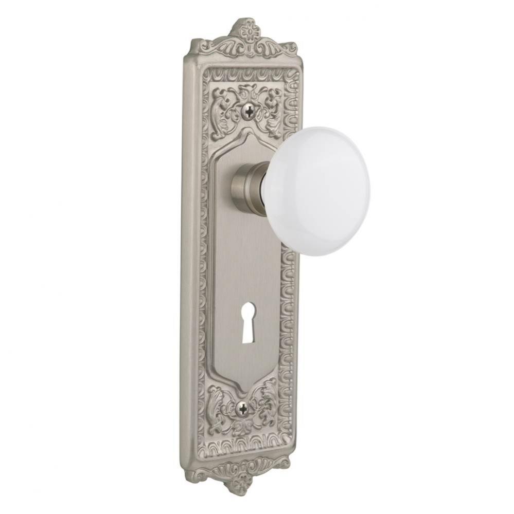 Nostalgic Warehouse Egg & Dart Plate with Keyhole Single Dummy White Porcelain Door Knob in Sa