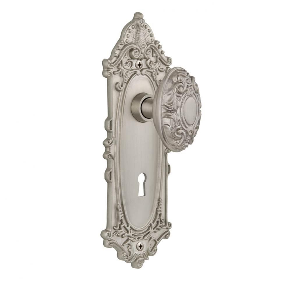 Nostalgic Warehouse Victorian Plate with Keyhole Single Dummy Victorian Door Knob in Satin Nickel