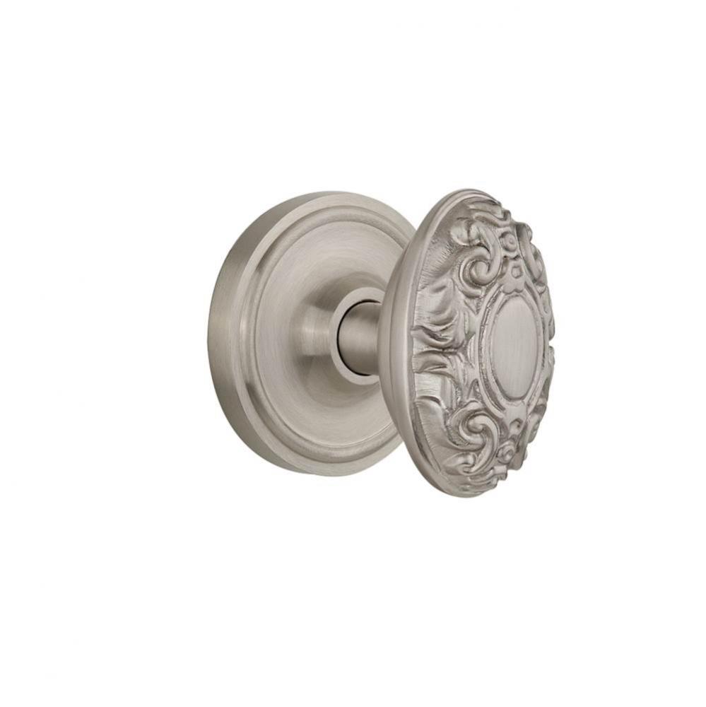 Nostalgic Warehouse Classic Rosette Privacy Victorian Door Knob in Satin Nickel