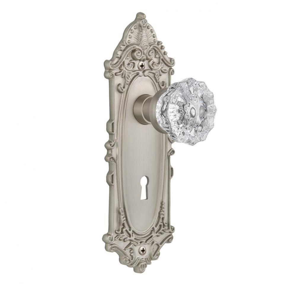 Nostalgic Warehouse Victorian Plate with Keyhole Single Dummy Crystal Glass Door Knob in Satin Nic