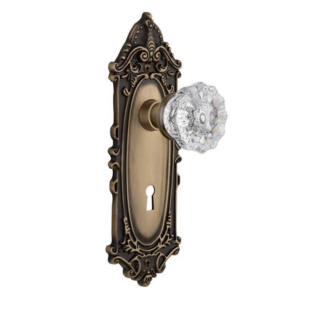 Nostalgic Warehouse Victorian Plate with Keyhole Double Dummy Crystal Glass Door Knob in Antique B