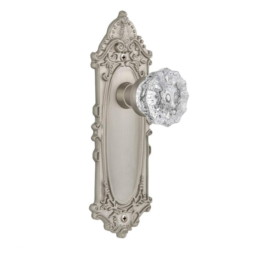 Nostalgic Warehouse Victorian Plate Privacy Crystal Glass Door Knob in Satin Nickel