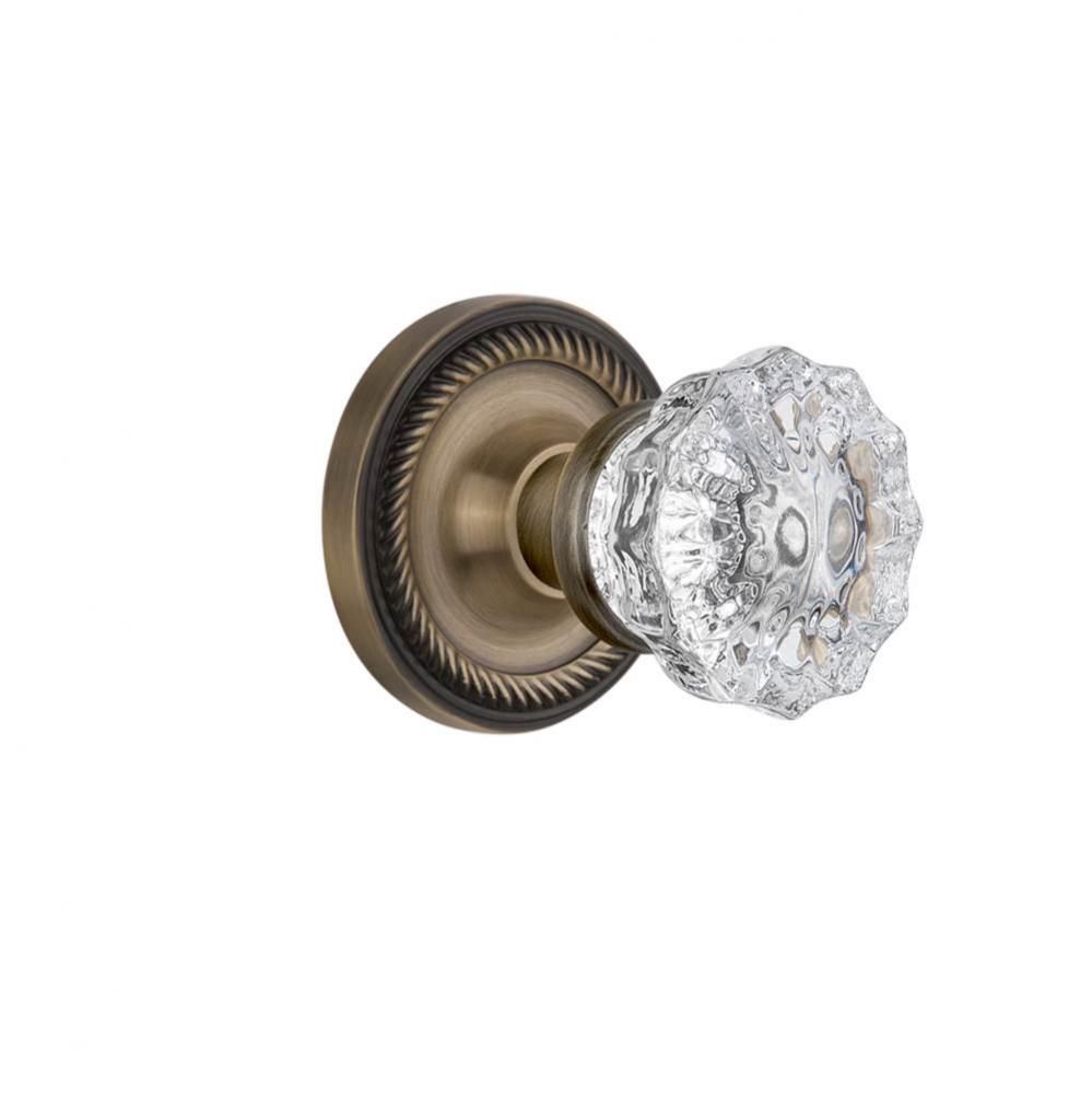 Nostalgic Warehouse Rope Rosette Single Dummy Crystal Glass Door Knob in Antique Brass