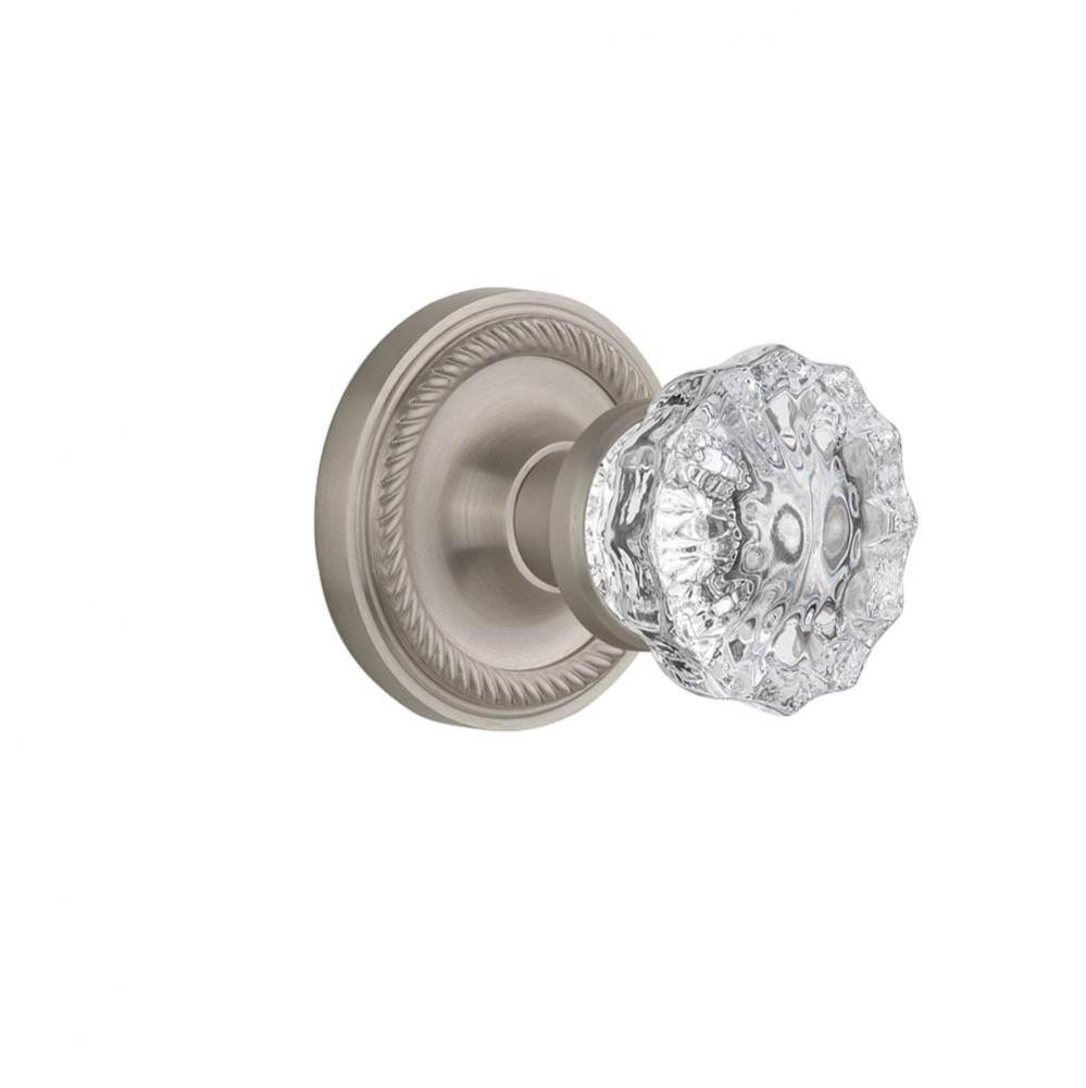 Nostalgic Warehouse Rope Rosette Passage Crystal Glass Door Knob in Satin Nickel