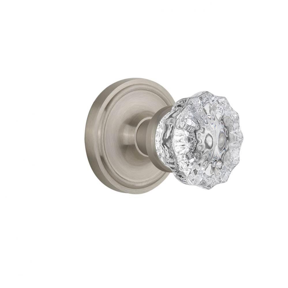 Nostalgic Warehouse Classic Rosette Single Dummy Crystal Glass Door Knob in Satin Nickel