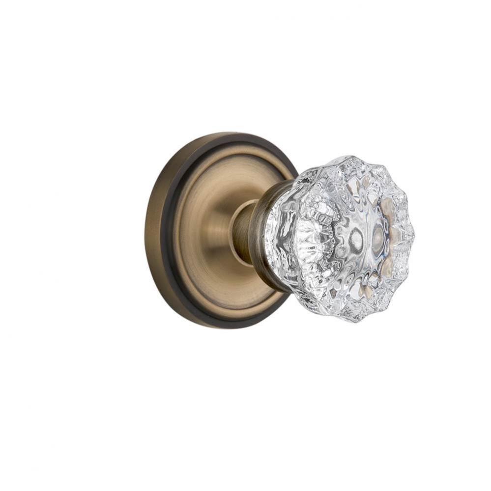 Nostalgic Warehouse Classic Rosette Privacy Crystal Glass Door Knob in Antique Brass