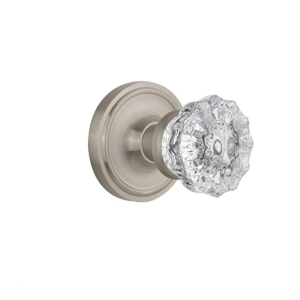 Nostalgic Warehouse Classic Rosette Privacy Crystal Glass Door Knob in Satin Nickel