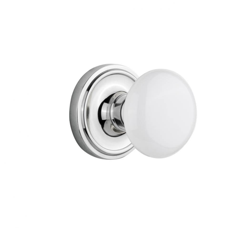 Nostalgic Warehouse Classic Rosette Single Dummy White Porcelain Door Knob in Bright Chrome