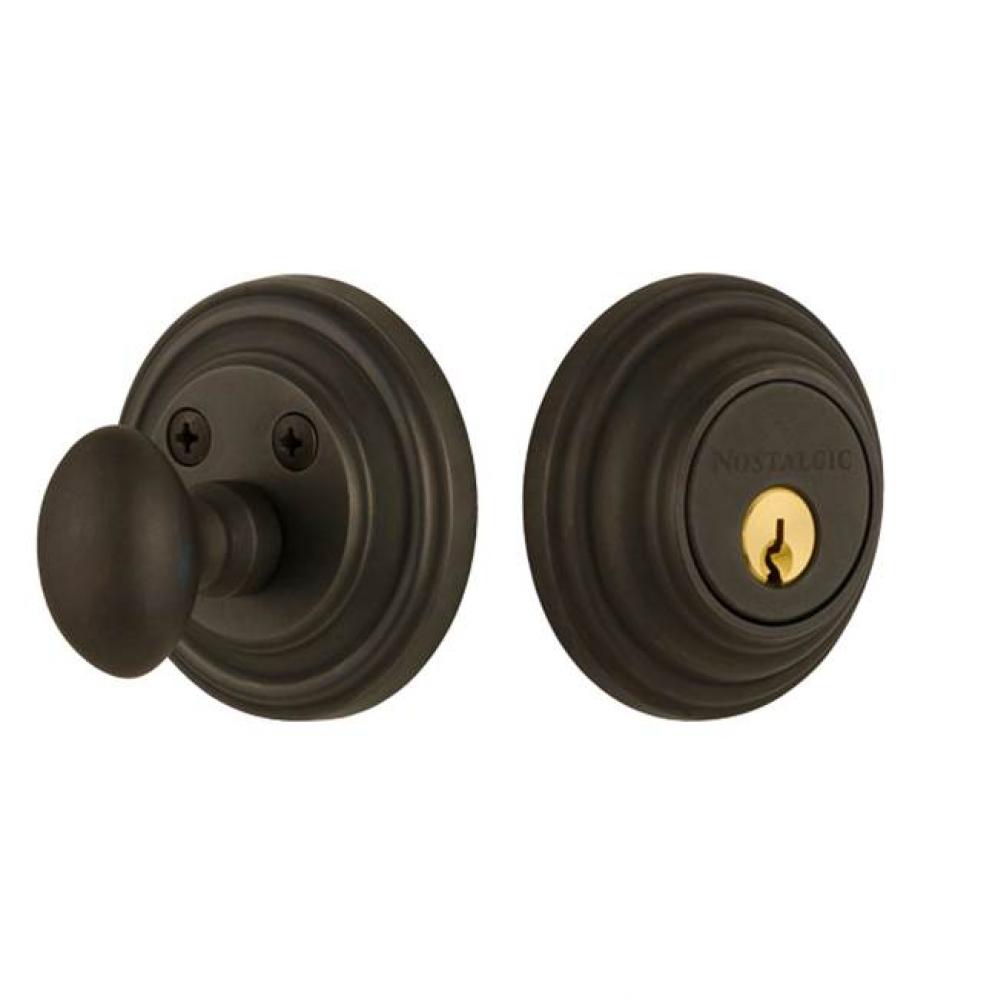 Nostalgic Warehouse Classic Rosette Single Cylinder Deadbolt in Oil-Rubbed Bronze