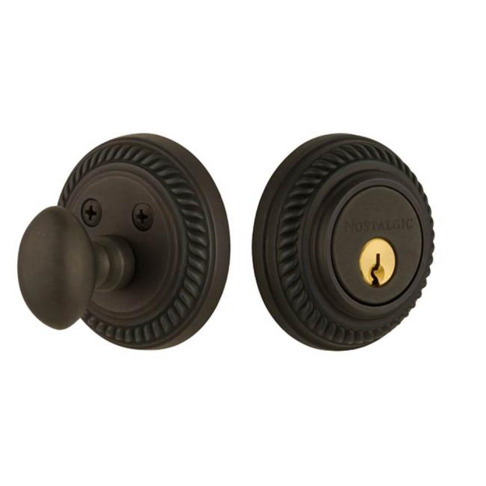 Nostalgic Warehouse Rope Rosette Single Cylinder Deadbolt in Oil-Rubbed Bronze