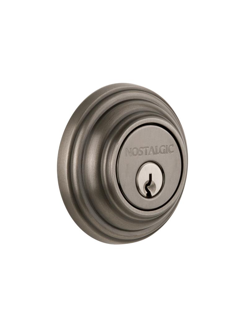 Nostalgic Warehouse Classic Rosette Double Cylinder Deadbolt in Antique Pewter