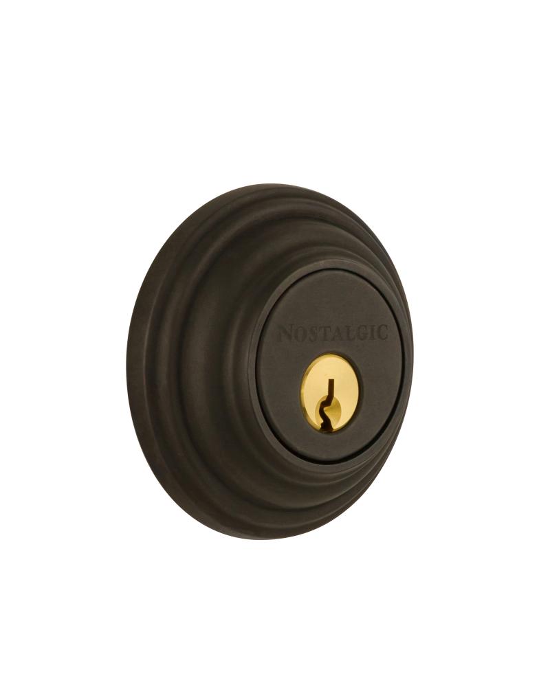 Nostalgic Warehouse Classic Rosette Double Cylinder Deadbolt in Oil-Rubbed Bronze