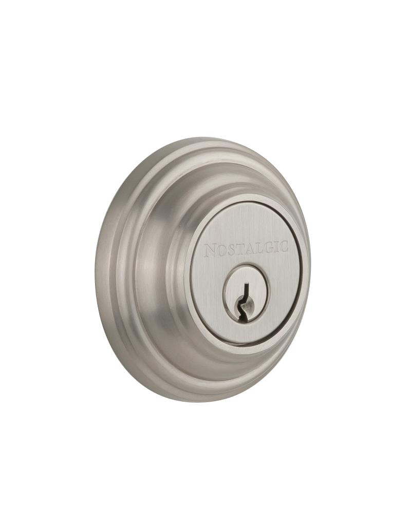 Nostalgic Warehouse Classic Rosette Double Cylinder Deadbolt in Satin Nickel