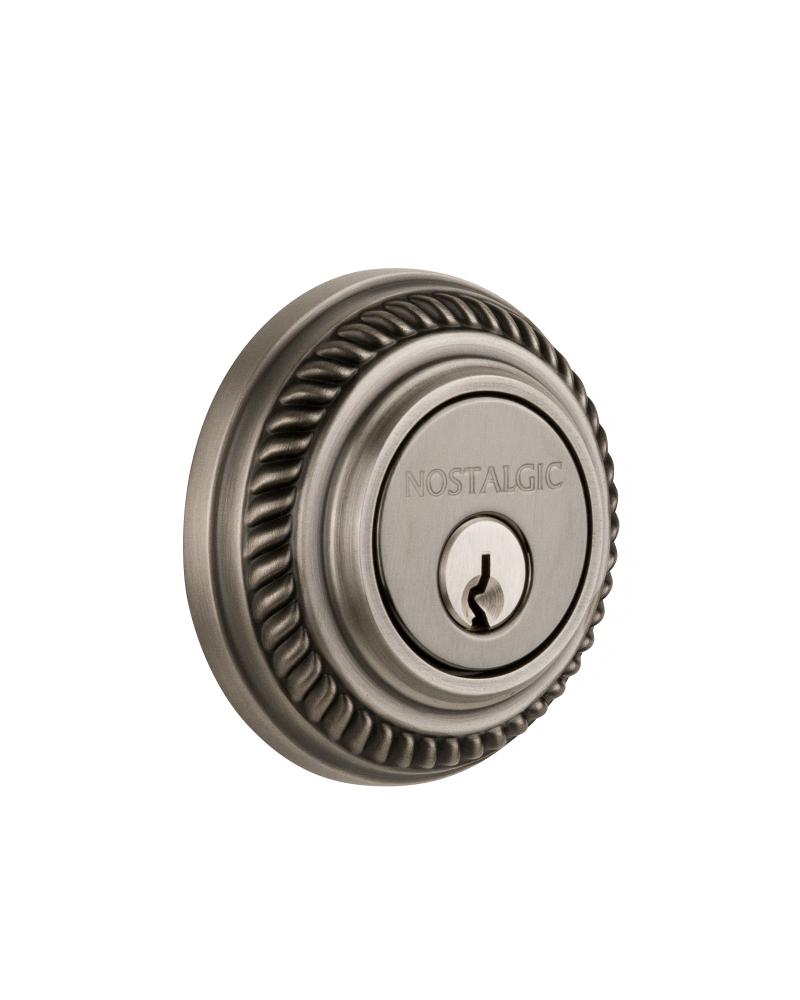 Nostalgic Warehouse Rope Rosette Double Cylinder Deadbolt in Antique Pewter