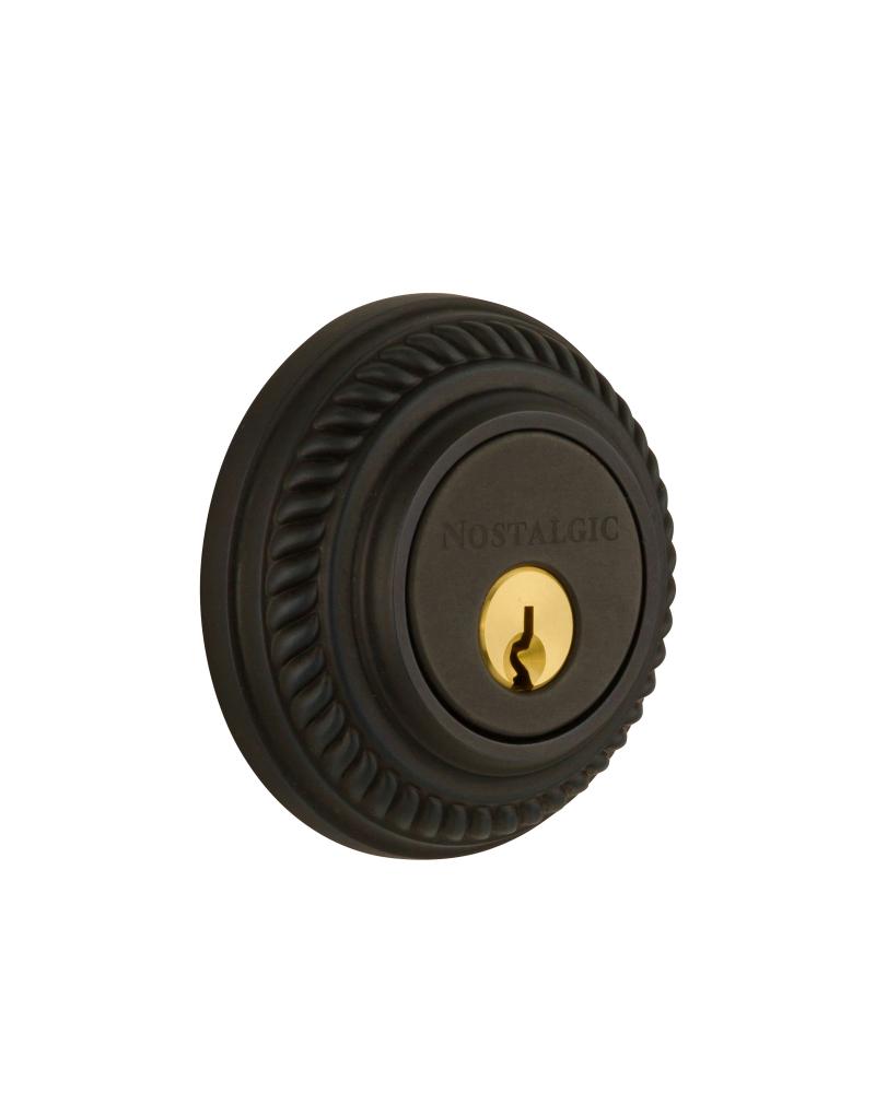 Nostalgic Warehouse Rope Rosette Double Cylinder Deadbolt in Oil-Rubbed Bronze